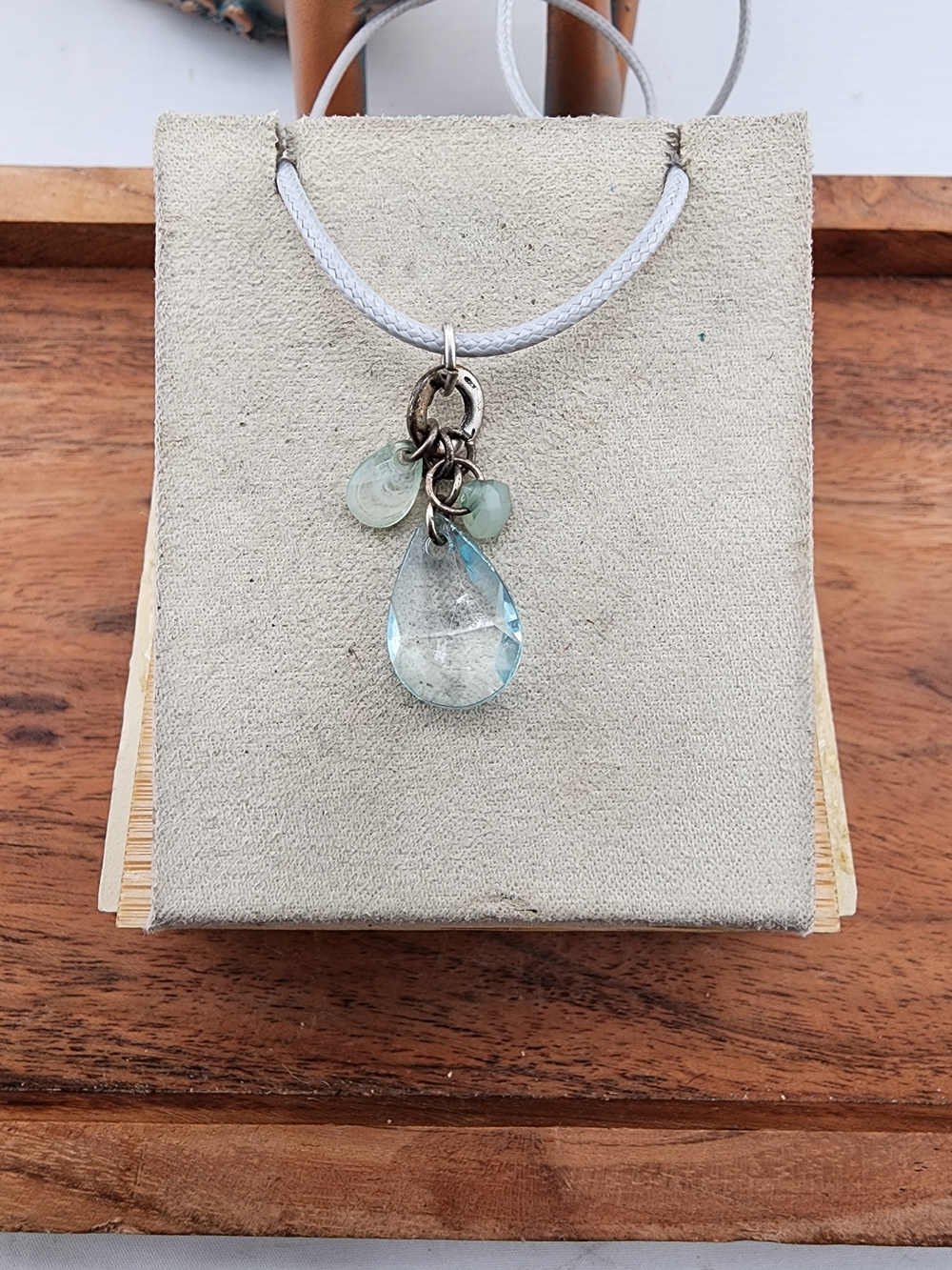 Delicate Light Blue Teardrop Charm Necklace - Unbranded